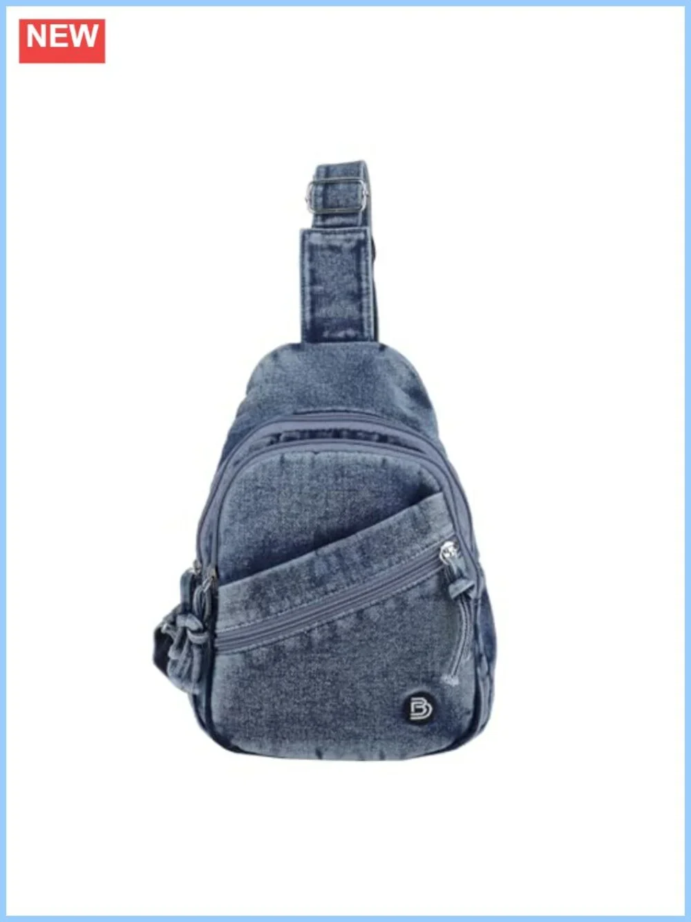 Y2K Denim Sling Bag Crossbody Chest Bag Faded Wash Jean Purse